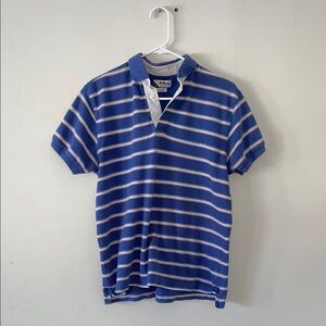 McKenzy Navy and White Striped Polo Large